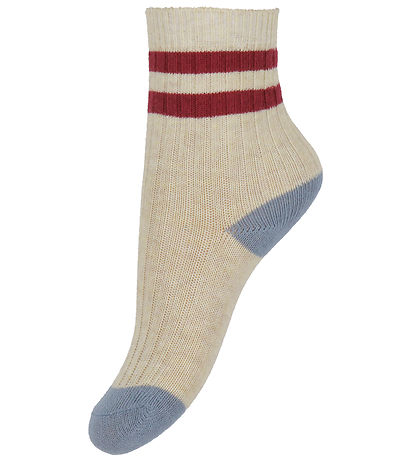 Konges Sløjd Socken - 2er-Pack - Rib - Off White/Multi Streifen