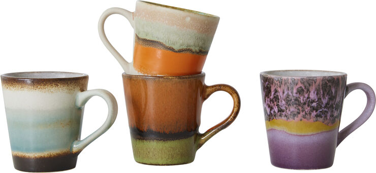 HK Living 70s ceramics espresso mugs retro set of 4 Multi