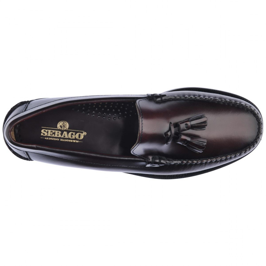 CLASSIC WILL Wide Brown Burgundy MOCASSIN-Mocassin à glands homme en cuir pleine fleur version large