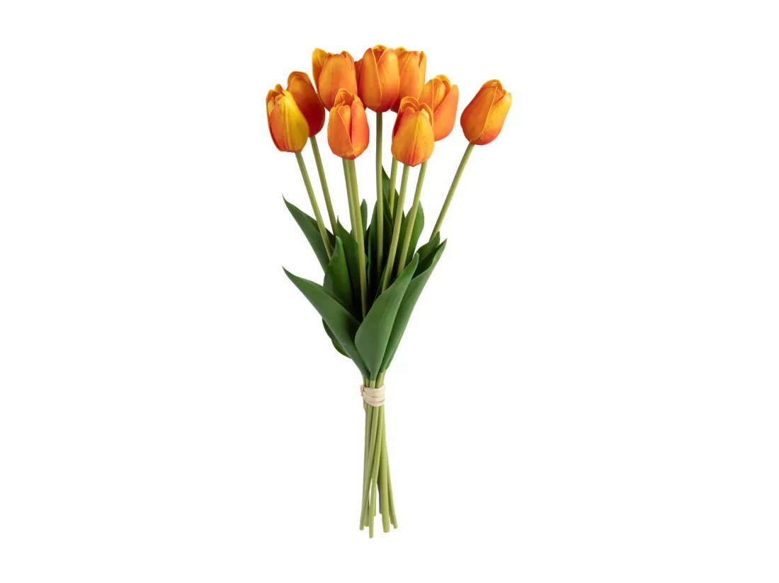 Bouquet artificiel de 10 Tulipes Oranges H 48 cm