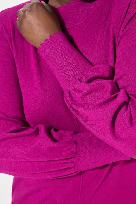 Pullover, Muschelsaum, Stehkragen, Langarm