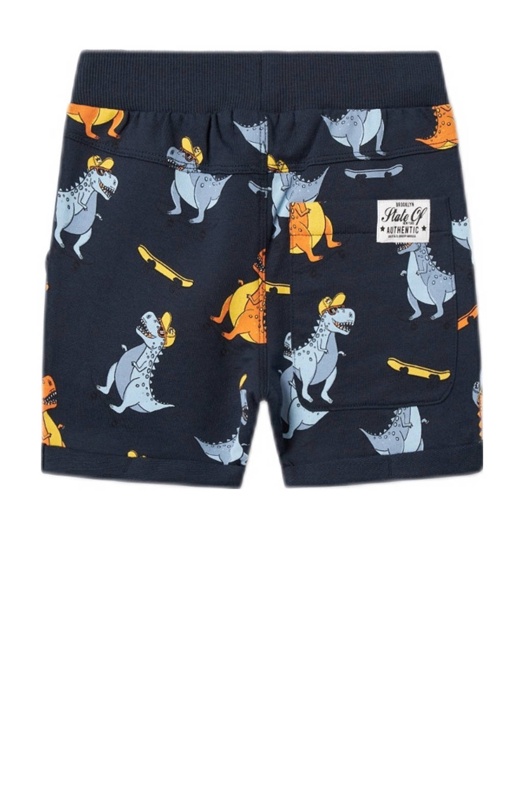 NAME IT regular fit sweatshort NMMVERMO met all over print donkerblauw/lichtblauw/oranje