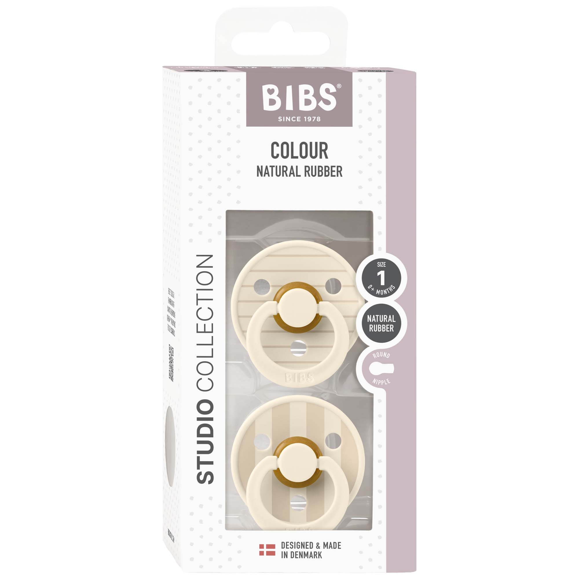 BIBS Fopspeen Studio Round Size 1 2-pack beige