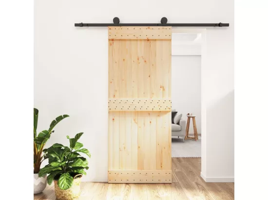 Porte coulissante et kit de quincaillerie 85x210 cm pin massif