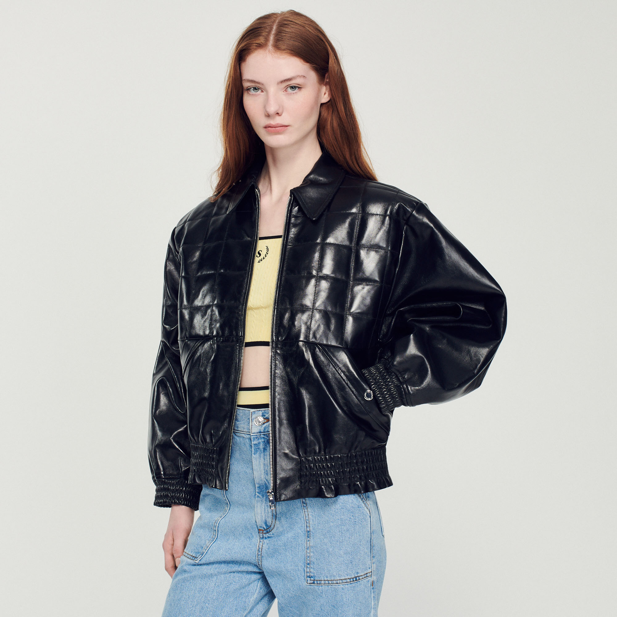 Veste en cuir lisse