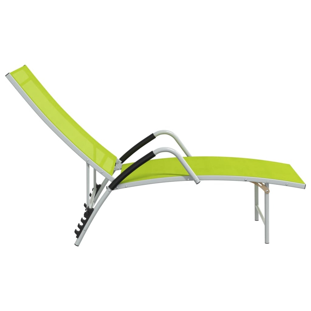 Transat chaise longue bain de soleil lit de jardin terrasse meuble d'extérieur textilène et aluminium vert
