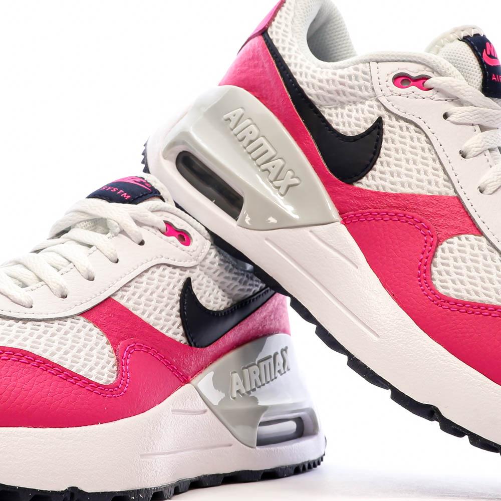 Nike Baskets Blanc/Rose Femme Nike Air Max Systm