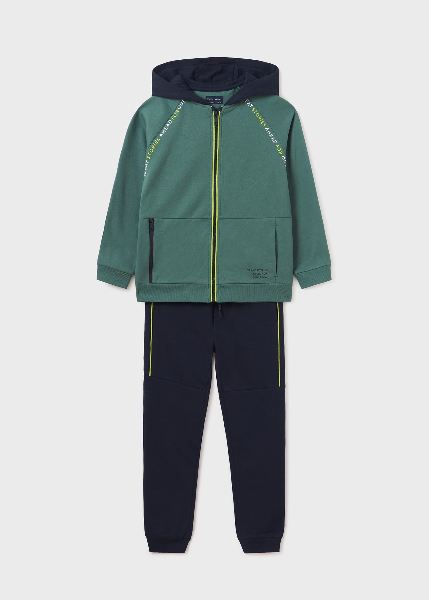 Conjunto de moletom infantil de duas peças com zíper