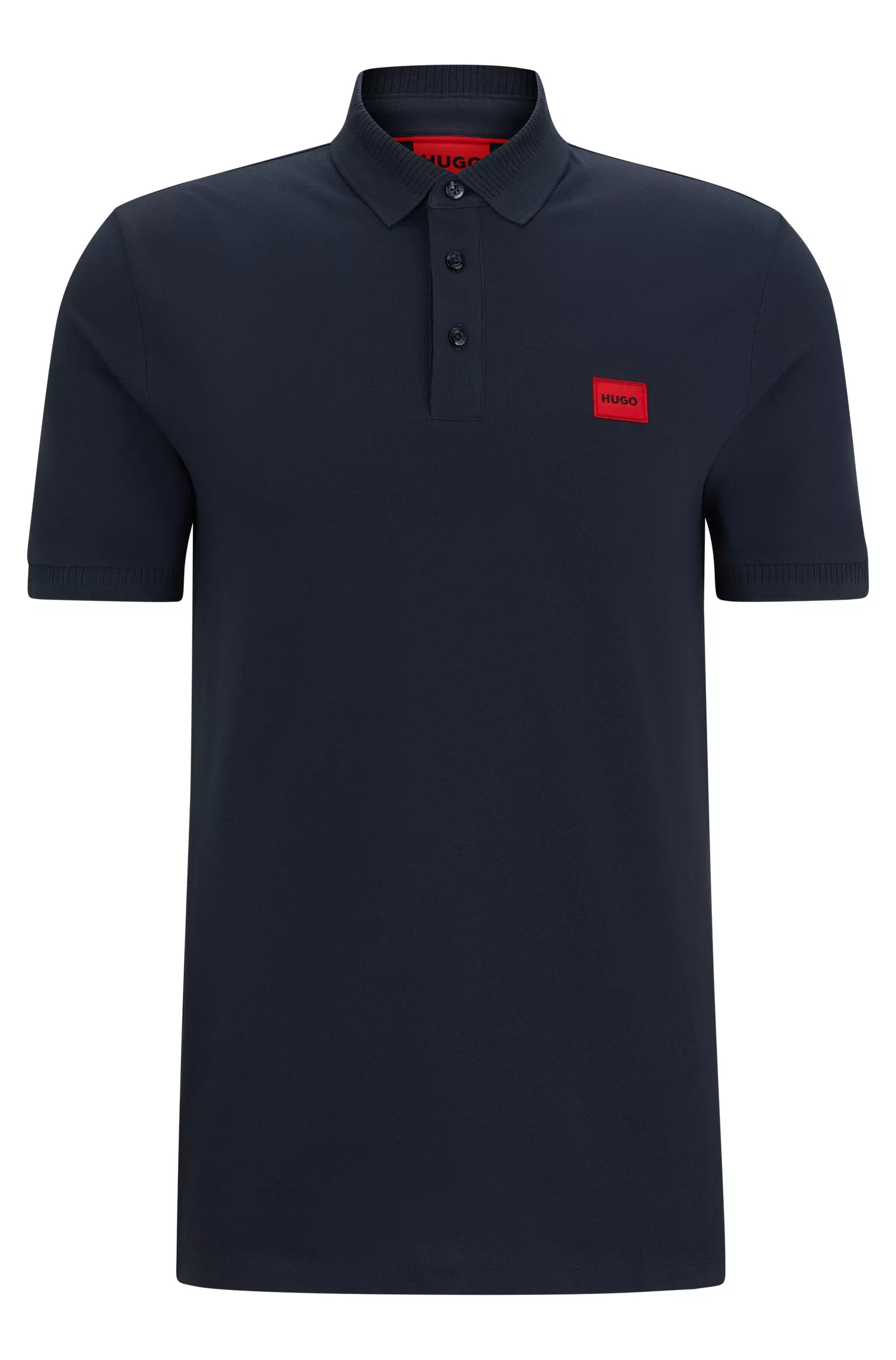 Camisa polo HUGO vermelha em piqué de algodão com corte slim e etiqueta com o logotipo.