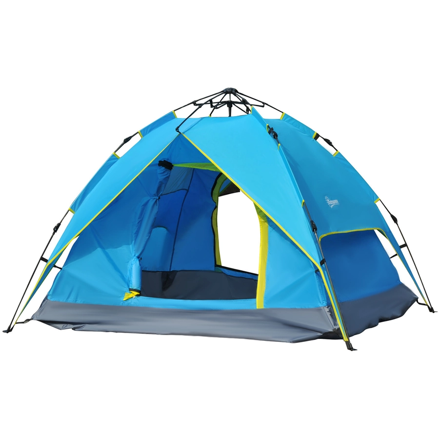Outsunny Campingzelt für 3-4 Personen blau, gelb