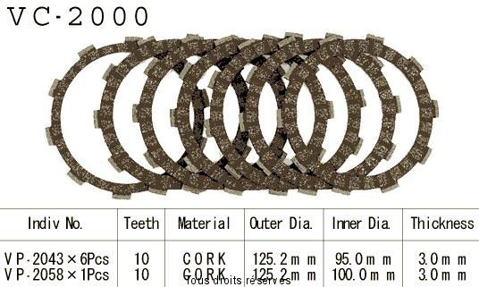 Kyoto - Disques garnis d'embrayage Cross VC2000