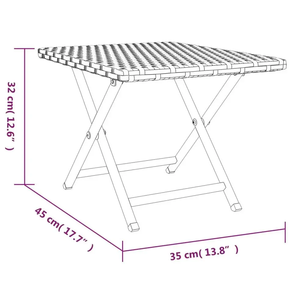 vidaXL - Tafel inklapbaar - Grijs - Poly rattan - 45x35x32 cm
