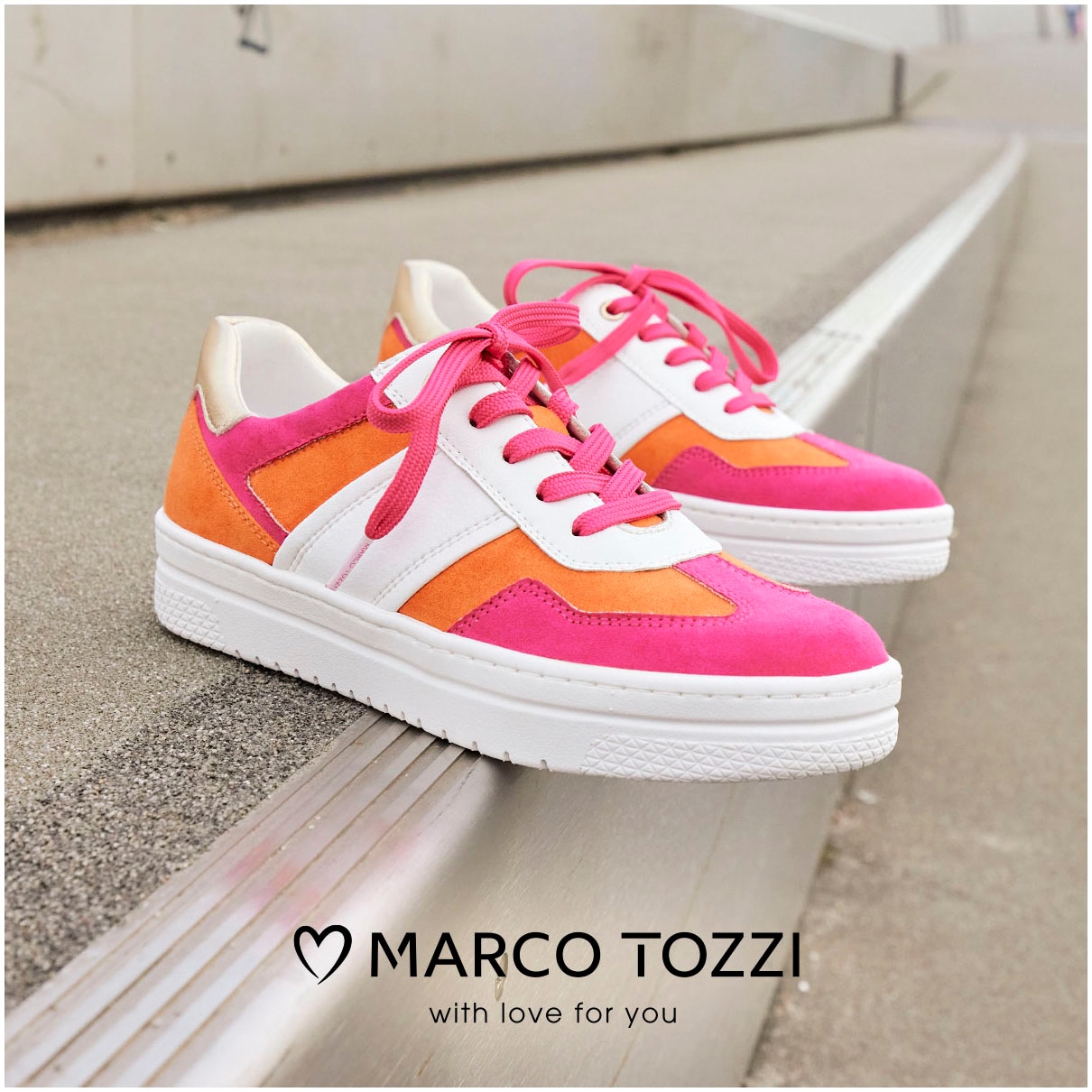 MARCO TOZZI Plateausneaker  , Freizeitschuh, Halbschuh, Schnürschuh in veganer Verarbeitung