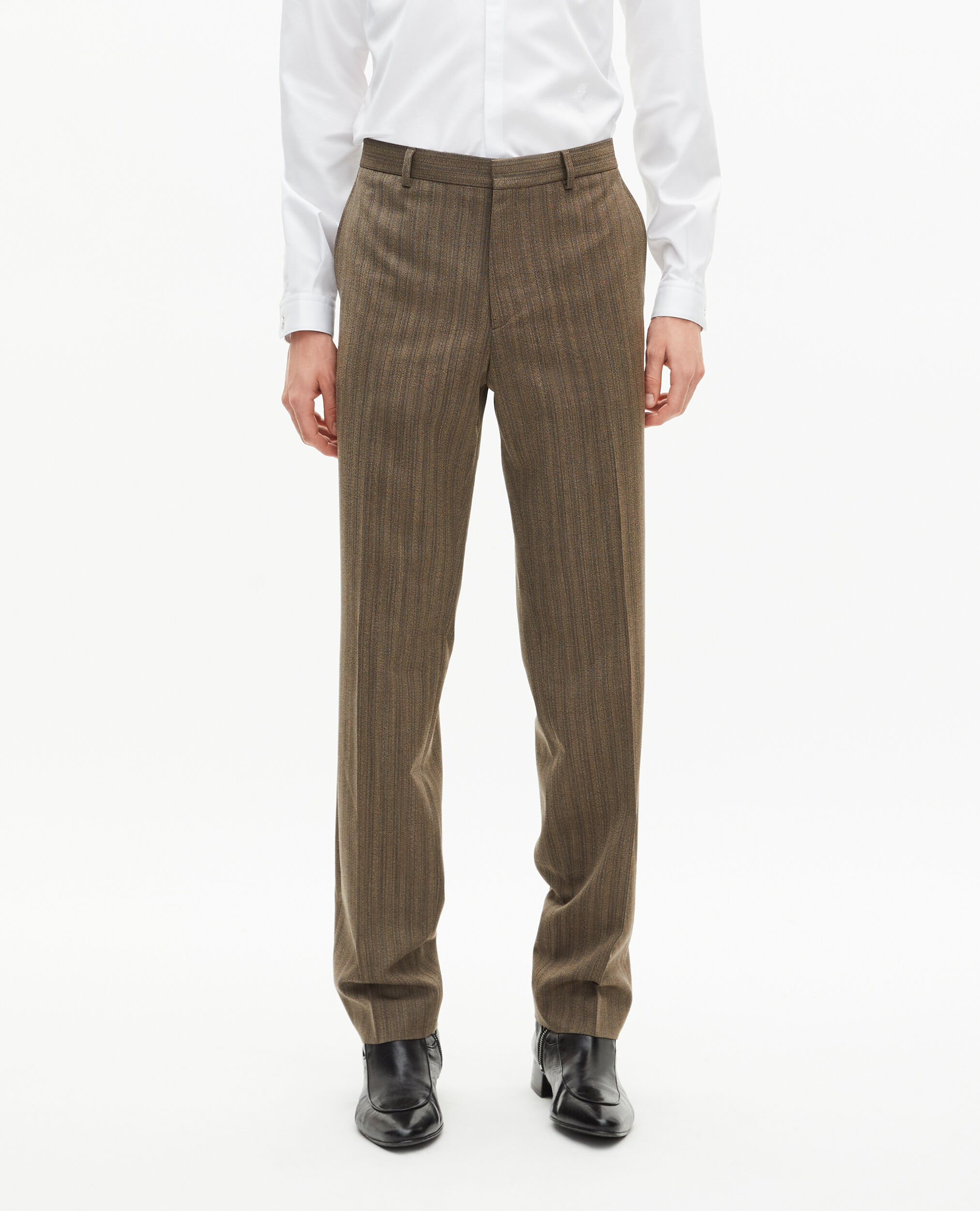 Pantalon de costume droit à rayures marron