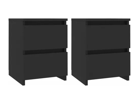 Tables de chevet 2 pcs Noir 30x30x40 cm Bois d'ingénierie