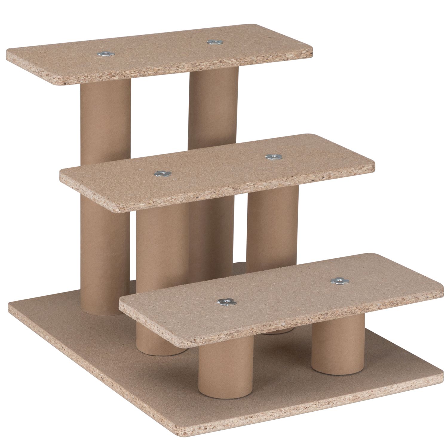 Juskys Haustiertreppe Timmy 36 cm, 3 Stufen Plüsch Grau waschbar– Hundetreppe für Bett, Sofa, Auto