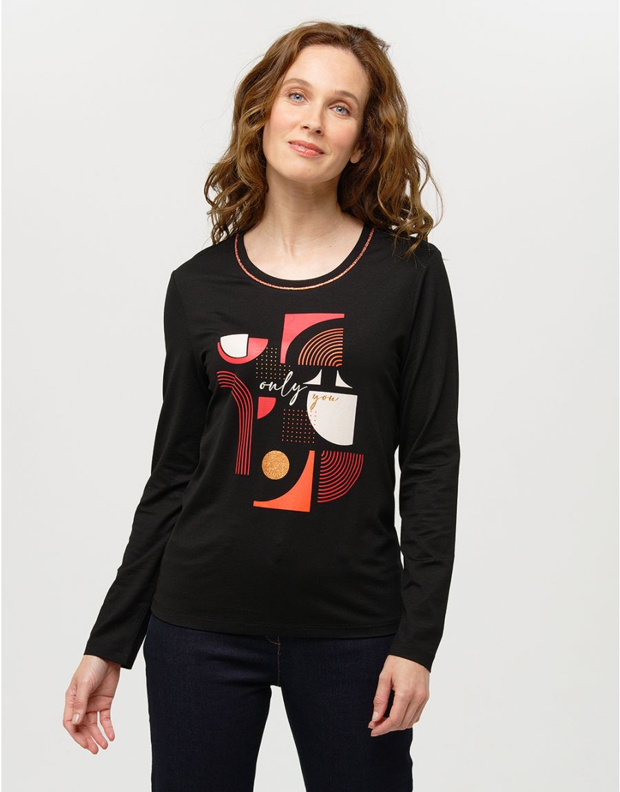 T-shirt noir motif pop