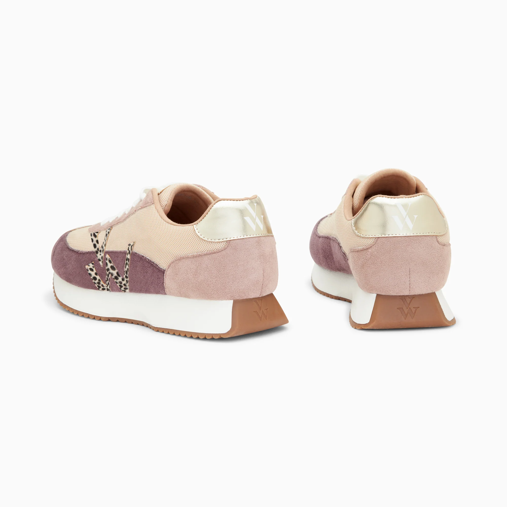 Sneakers-Baskets monogramme Adelie violet et beige à semelle running