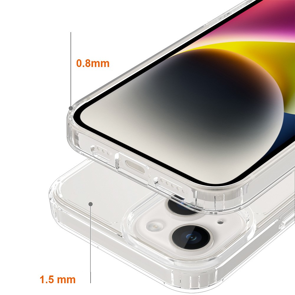 iPhone 15 Hybrid Hülle TPU Bumper mit Acryl Rückseite - Transparent