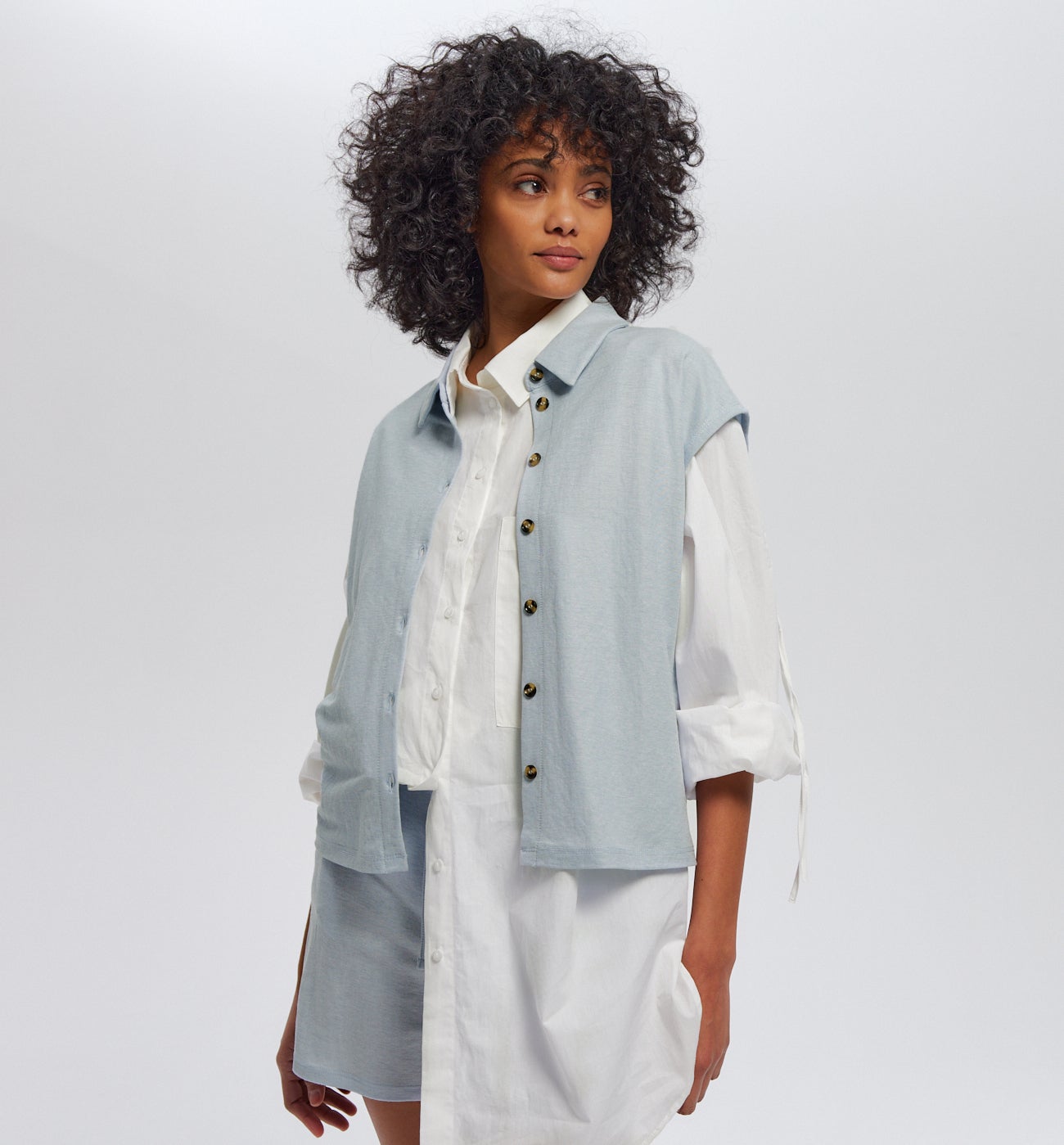 Chemise en jersey piqué - Bleu