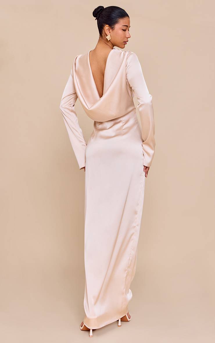 Huître Robe Longue Satinée À Dos Drapé PLT Label