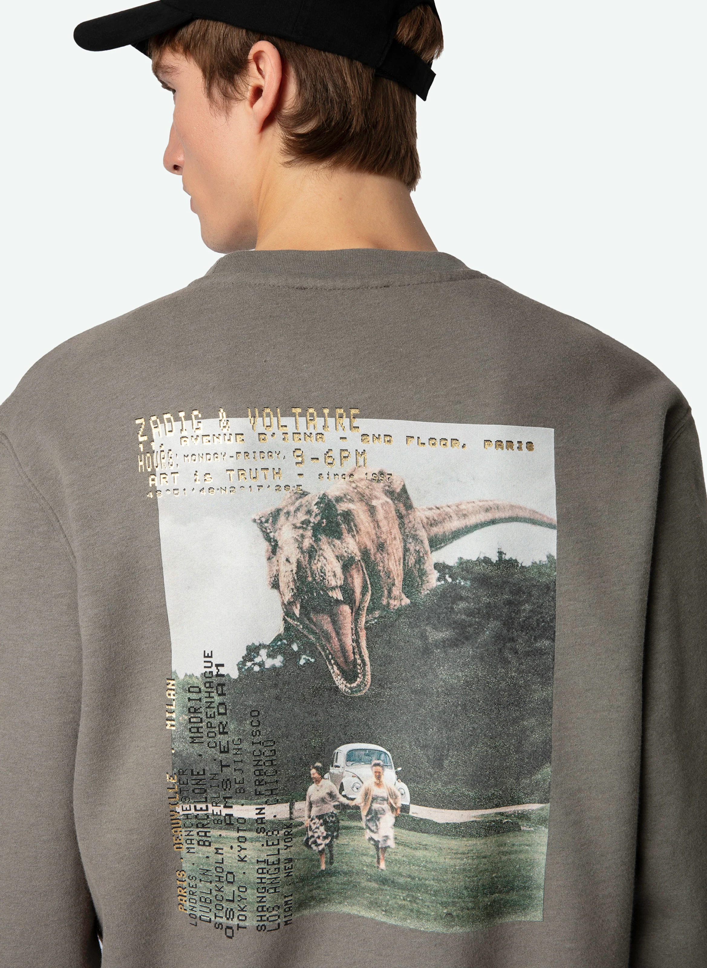 SIMBA - Sweatshirt droit en coton bio mélangé sérigraphié | Gris