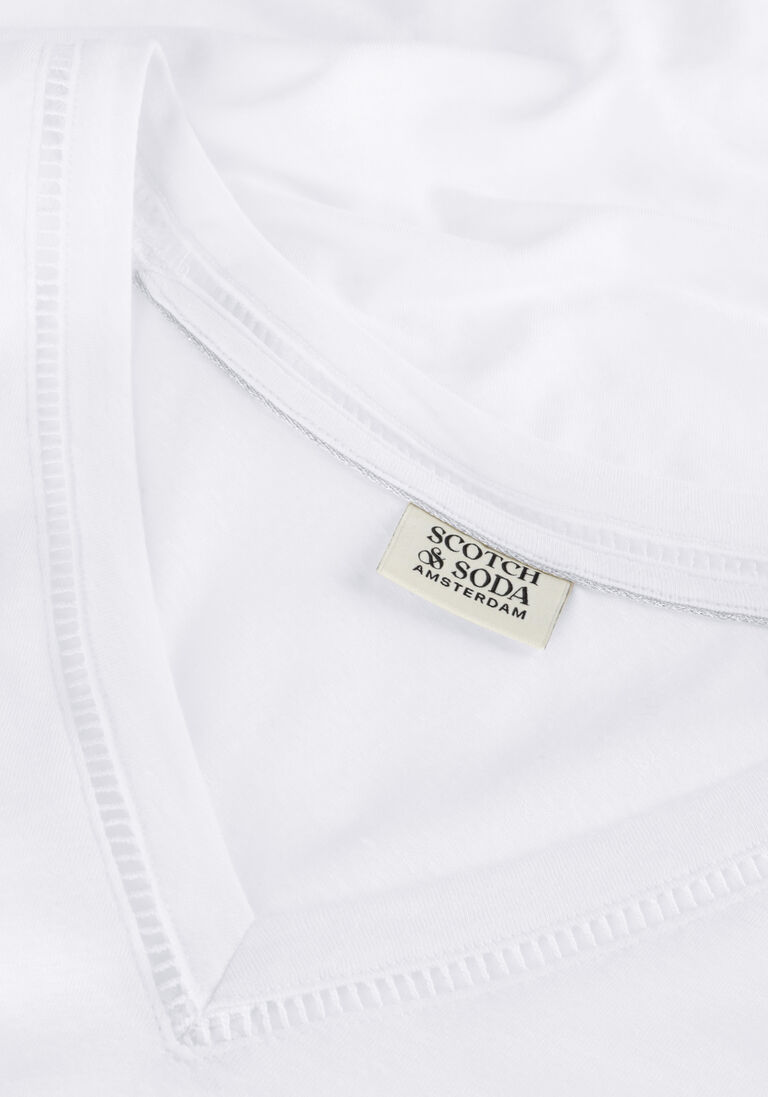 SCOTCH & SODA witte scotch & soda top v-neck ladder detail loose fit t-shirt