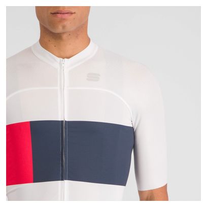 Maillot Manches Courtes Sportful Snap Blanc/Bleu/Rouge