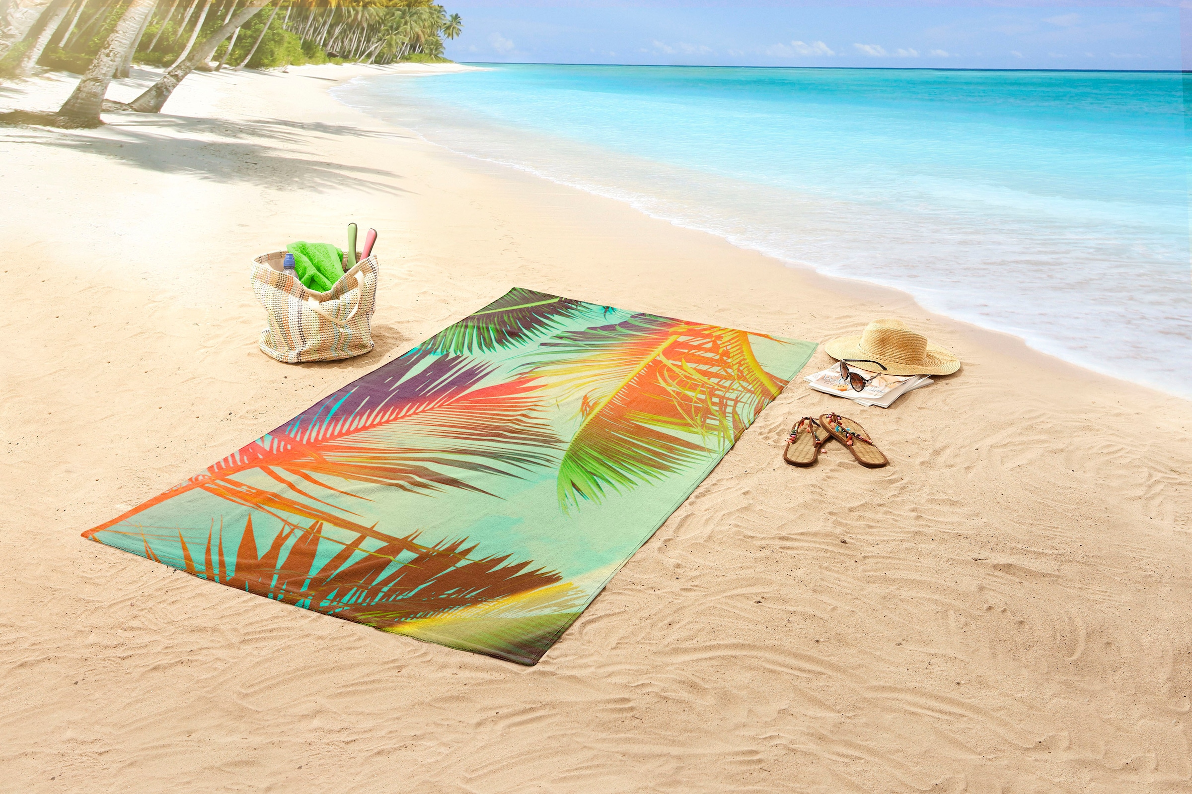 good morning Strandtuch »Palms« Mikrofaser, 100x180, Schnelltrocknend, Sommer, Strand, Erwachsene