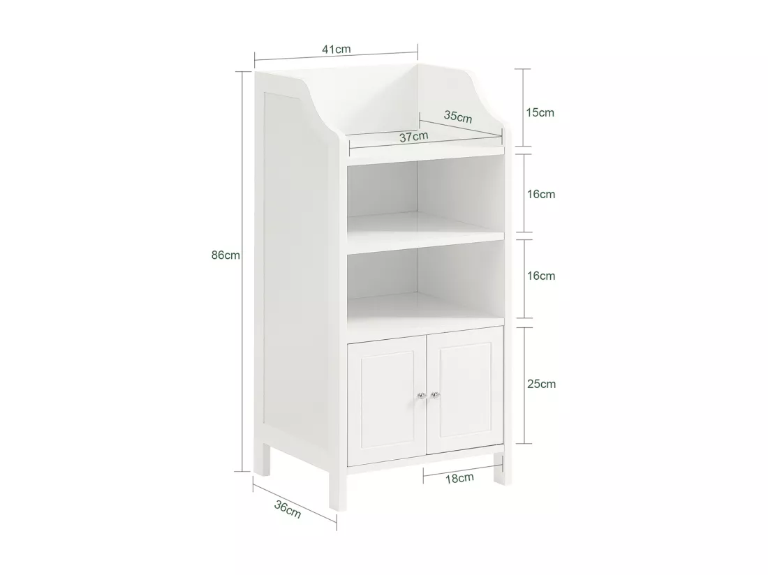 Meuble Bas De Salle De Bain Commode Armoire De Rangement Sur Pied Avec 3 Étagères 2 Portes, BZr56-w