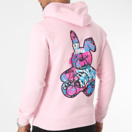 Sweat Capuche Lapin Graffiti Rose