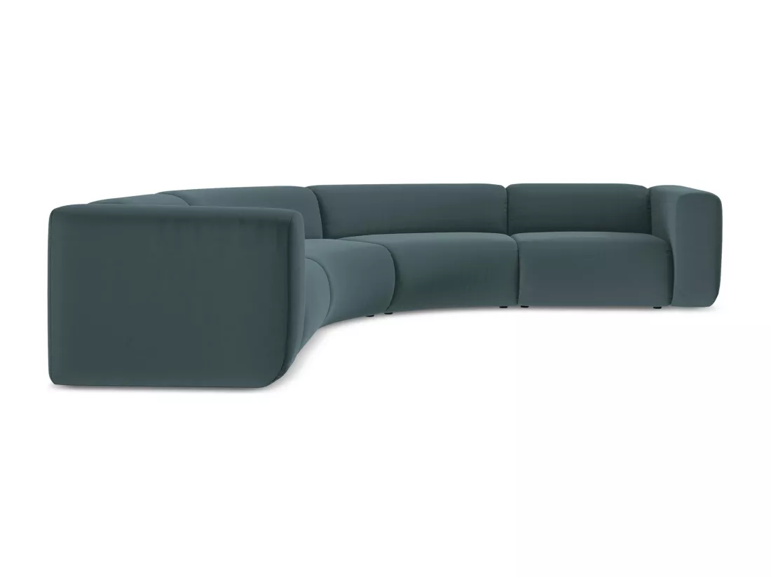 Canapé d'angle modulable en velours - marin - EKAHI