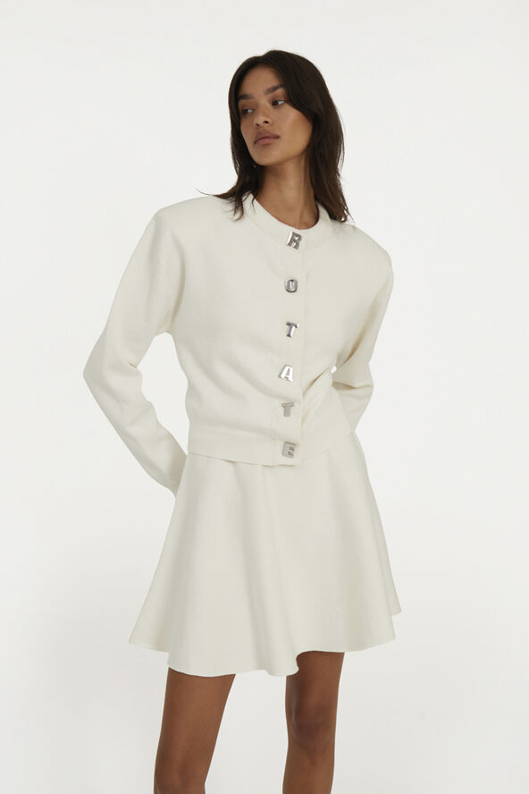 ROTATE Birger Christensen Firm Knit Cardigan Egret