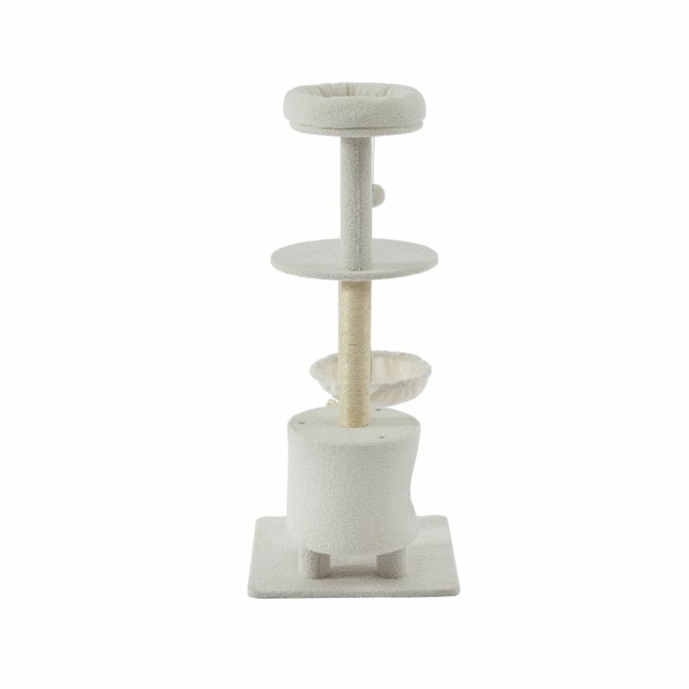 Arbre à chat minos tissu bouclette blanc