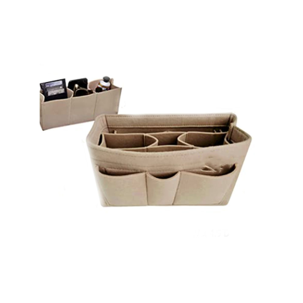 (26x16cm) Universal Handtaschen Einsatz Organizer Aufbewahrungs Stoff Taschenorganizer - Beige