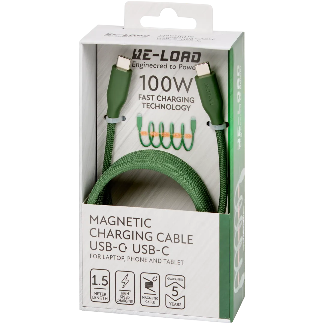 Re-load magnetische laadkabel USB-C naar USB-C 1,5 meter | diverse kleuren