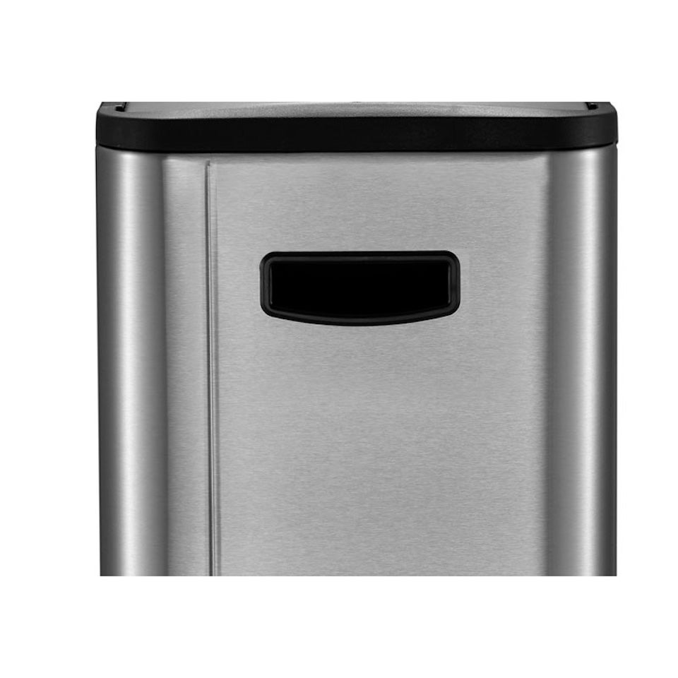 PROREGAL Stijlvolle pedaalemmer van mat roestvrij staal, 45 liter, HxBxD 66,1 x 27,6 x 53,3 cm, zilver