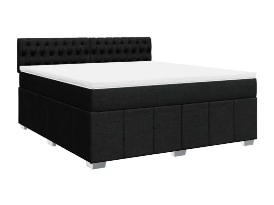 Sommier à lattes de lit avec matelas Noir 180x200 cm Tissu