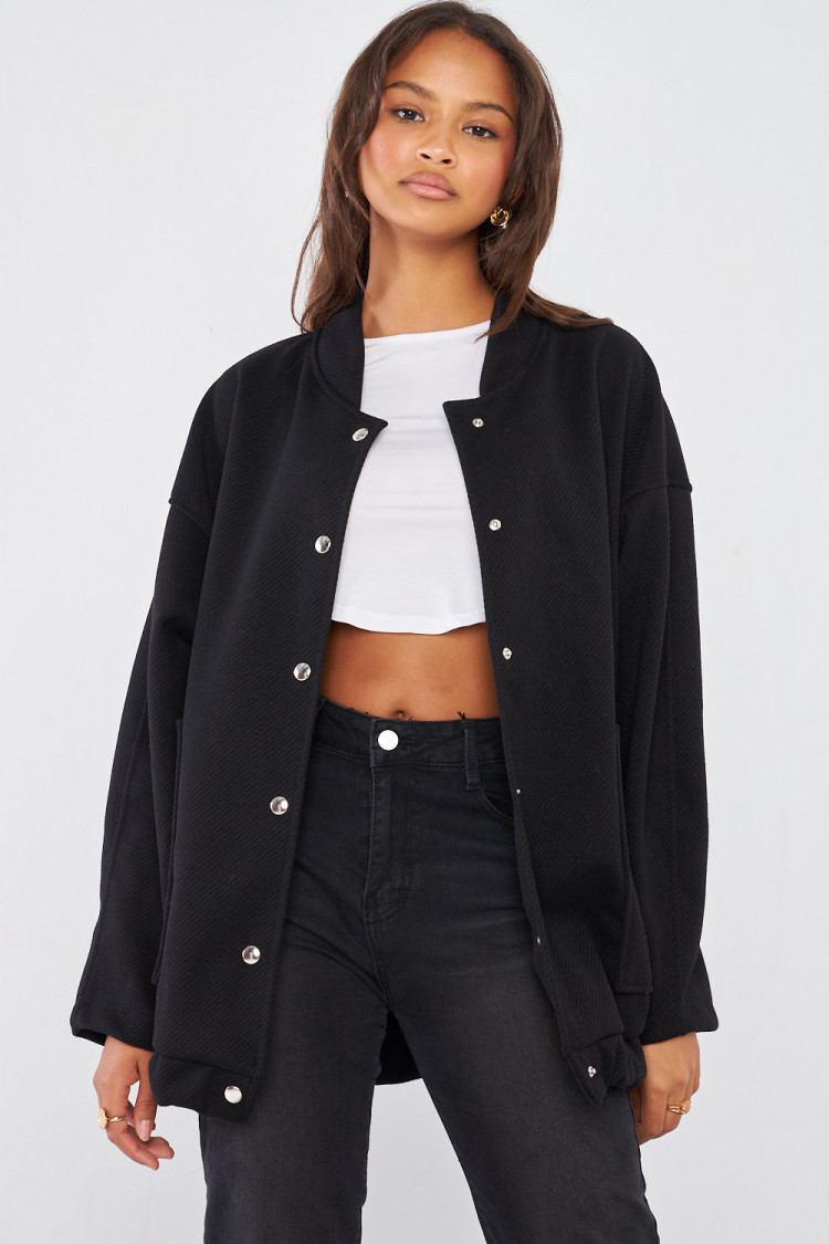 Veste effet bomber texturée noire