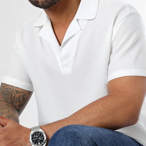 Polo Manches Courtes Effet Lin 0223 Blanc