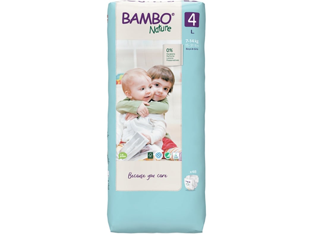FRALDAS BAMBO NATURE 4-L 7-14 KG 48UN