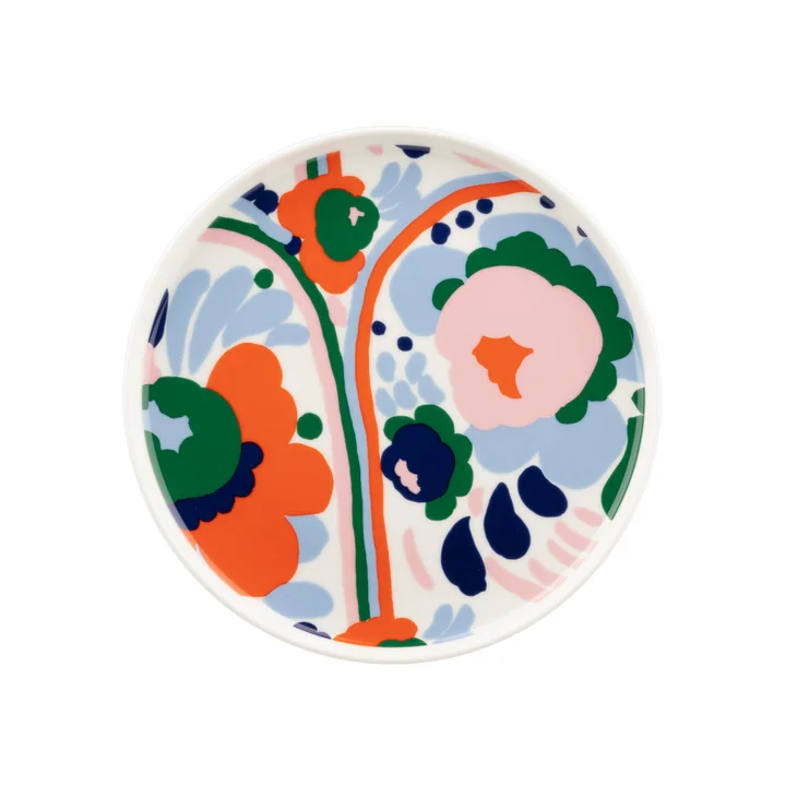 Marimekko - Oiva Karuselli Teller, Ø 20 cm, weiss / hellblau / orange