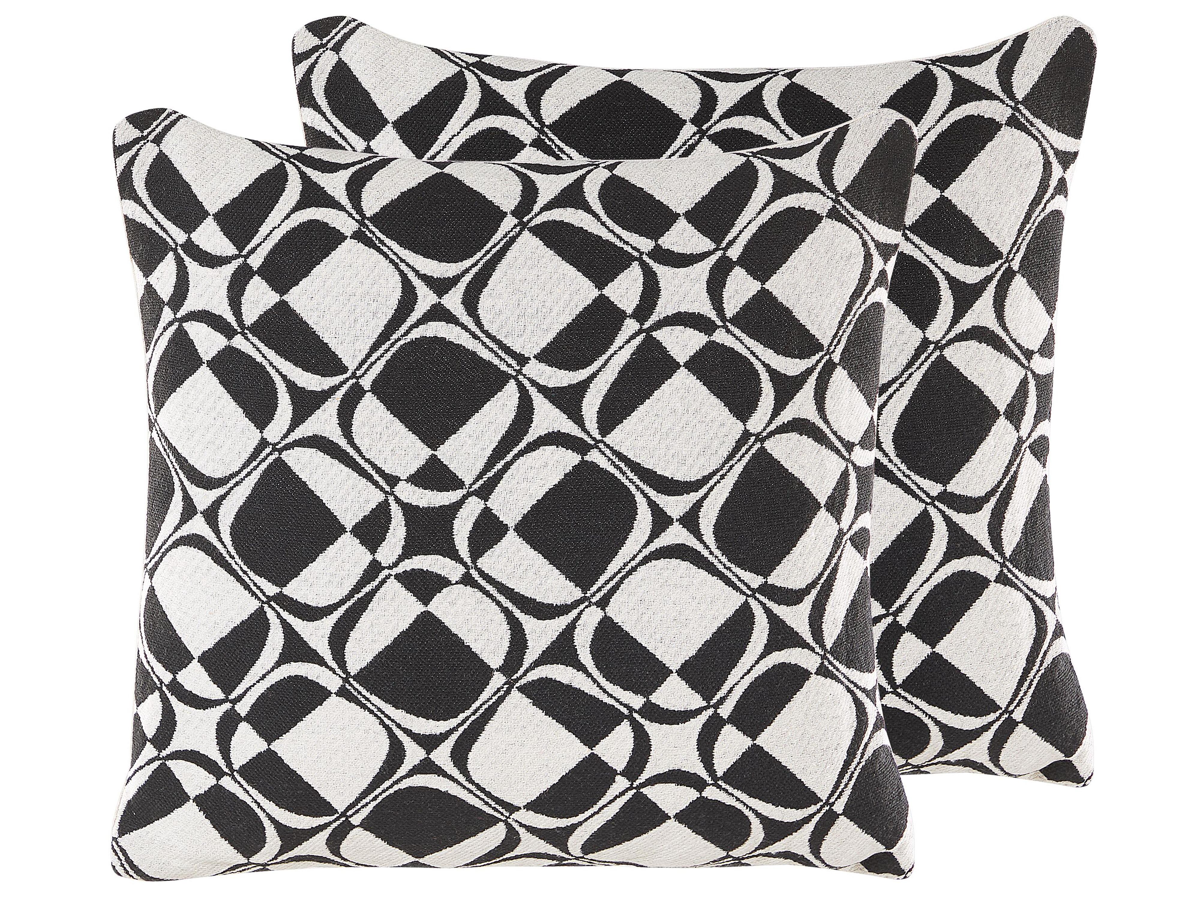 Set van 2 sierkussens KOTURE Katoen 45 x 45 cm Zwart/wit geometrisch patroon