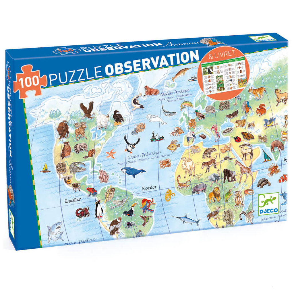 Puzzle Observation - Animaux du Monde (+ livret) - 100 Pièces