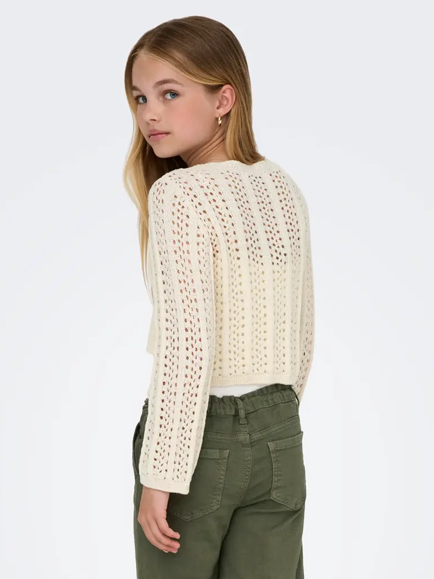 Marina Life Long Sleve Crop V-Neck Tie Knit
