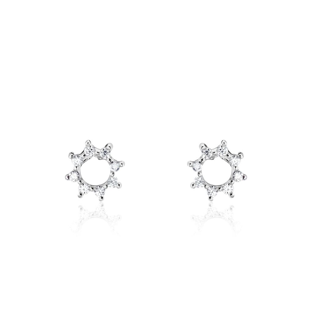 Boucles D'oreilles Puces Ama Argent Blanc Oxyde De Zirconium