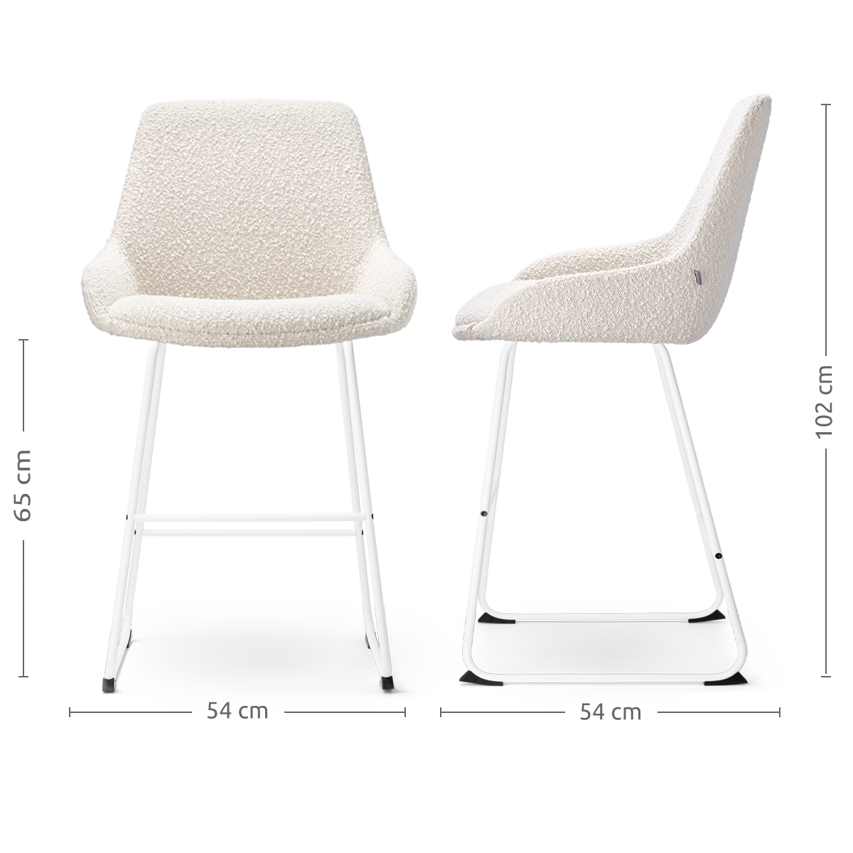Barkruk Nino-Isa bouclé beige - wit onderstel - 65 cm