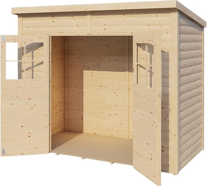 Gartenhaus 19 mm Natur | BxTxH: 251 x 139 x 211 cm | Sockelmaß: 244 x 121 cm | inkl. Boden