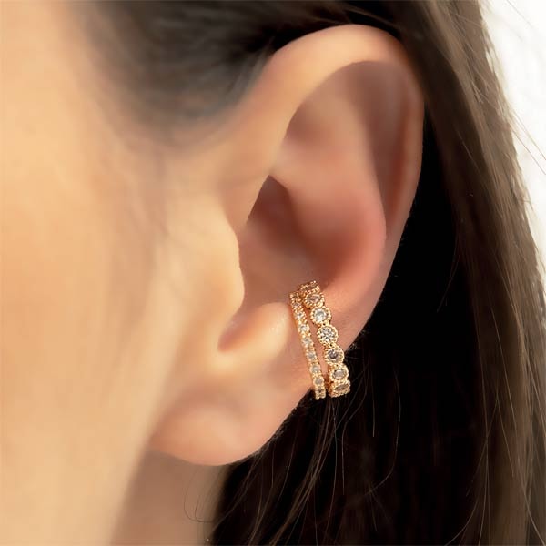 Earcuff - Laiton plaqué or & zircon