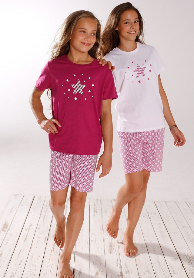 petite fleur Pyjama Set, 2 Stück, 4 Stk. tlg., modischer Sternendruck auf den Shirts und Hosen